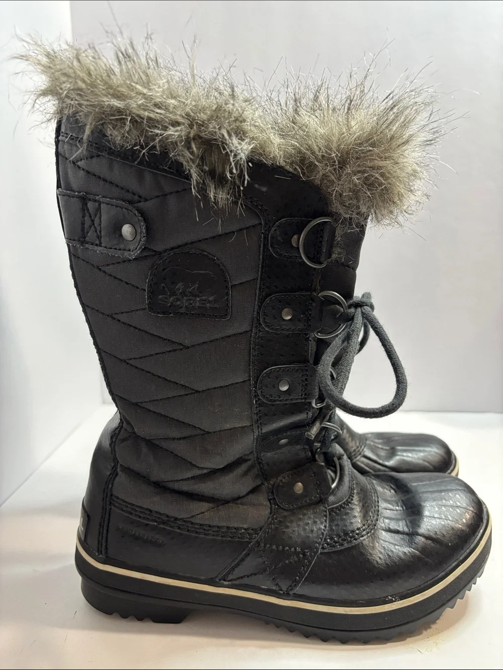 Sorel Boots Womens 6  Black Tofino II Faux Fur Lined Waterproof Snow NWOB